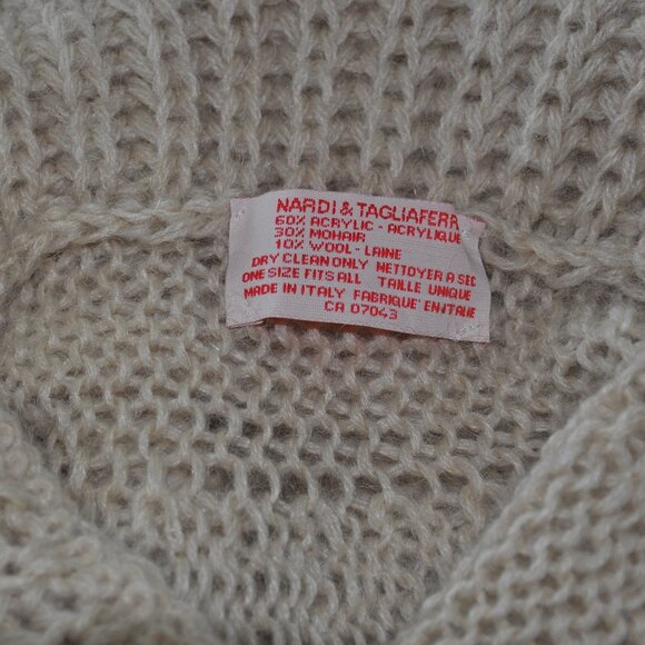 Nardi & Tagliaferri Italy Cable Knit Ivory Poncho Sweater Cowl Neck Wool Blend - Picture 6 of 6